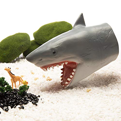 Yolococa Marioneta de Mano de Tiburón Cabeza de Animal Realista de Goma Suave Regalos Juguetes para Niños Shark Puppets