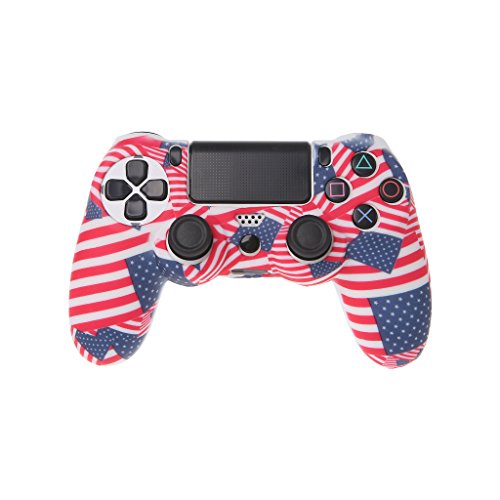 YoungerY (1pc Funda de Silicona PS4 Conjunto Antideslizante para Controlador de Funda de Silicona - Bandera Estadounidense