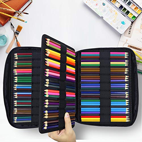 YOUSHARES Estuche de Lápices de Colores con 166 Ranuras - Plumier con Tres Capas Estuche para Lápices de Dibujo & Bolígrafos de Gel para Estudiante & Adulto & Artista (Lienzo de Arte)