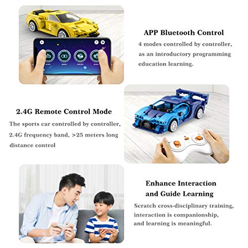 YOUX Bloques de construcción para coches deportivos Bugatti Veyron, CADA C51073W, 2,4 GHz, con mando a distancia APP/RC, 325 bloques de sujeción, compatible con la técnica Lego