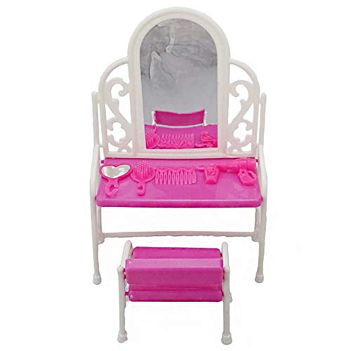 Yudanny 8 Unids/Set Accesorios de Muebles de Princesa Juego de Tocador de Regalo+ Juego de Sofá+ Juego de Cama+ Perchas para Dormitorio Muñeca Barbie