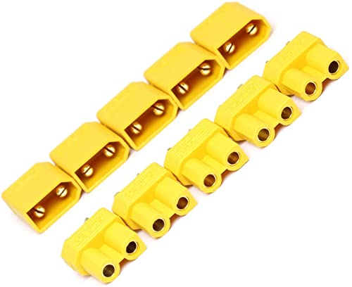 YUNIQUE ESPANA 10 Piezas (5 Pares) Conector XT30 Cubren Macho/Hembra para RC Motor de Batería de Lipo, Color Amarillo