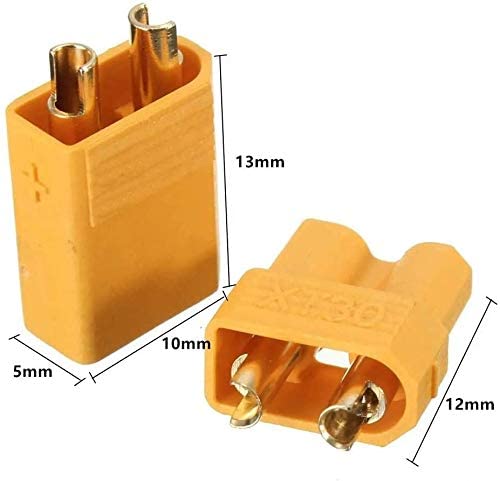 YUNIQUE ESPANA 10 Piezas (5 Pares) Conector XT30 Cubren Macho/Hembra para RC Motor de Batería de Lipo, Color Amarillo