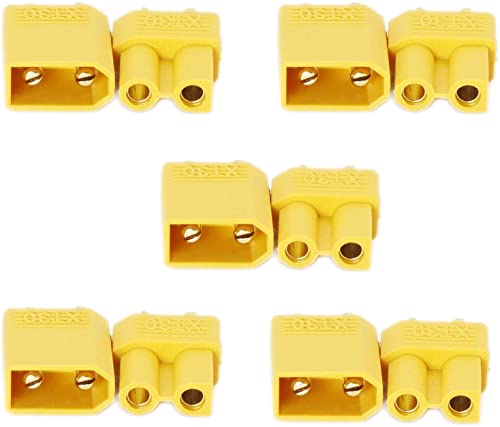 YUNIQUE ESPANA 10 Piezas (5 Pares) Conector XT30 Cubren Macho/Hembra para RC Motor de Batería de Lipo, Color Amarillo