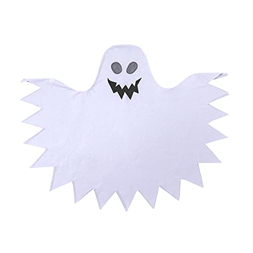 YWLINK Disfraz De Fantasma para NiñOs - Disfraz De Halloween Fantasma con Capucha -Capa De Fantasmas De Cosplay De Halloween para BebéS Disfraz De Fantasma para NiñOs Y NiñAs (Blanco, L)