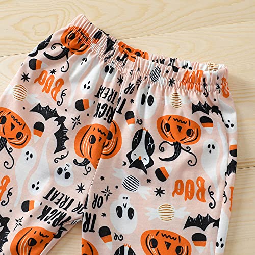 YWLINK Nuevo Traje De Mameluco para NiñAs Disfraz De Bebé De Halloween,Mono De Letras + Pantalones Acampanados Sueltos+Venda Conjunto De Bautismo De Halloween