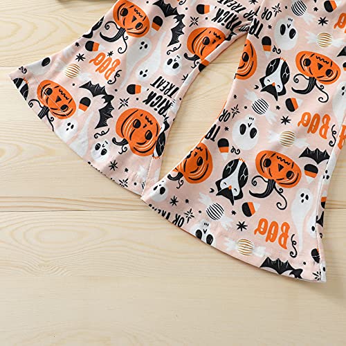 YWLINK Nuevo Traje De Mameluco para NiñAs Disfraz De Bebé De Halloween,Mono De Letras + Pantalones Acampanados Sueltos+Venda Conjunto De Bautismo De Halloween