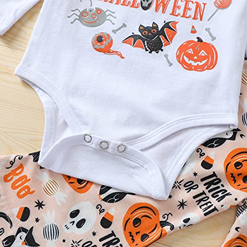 YWLINK Nuevo Traje De Mameluco para NiñAs Disfraz De Bebé De Halloween,Mono De Letras + Pantalones Acampanados Sueltos+Venda Conjunto De Bautismo De Halloween