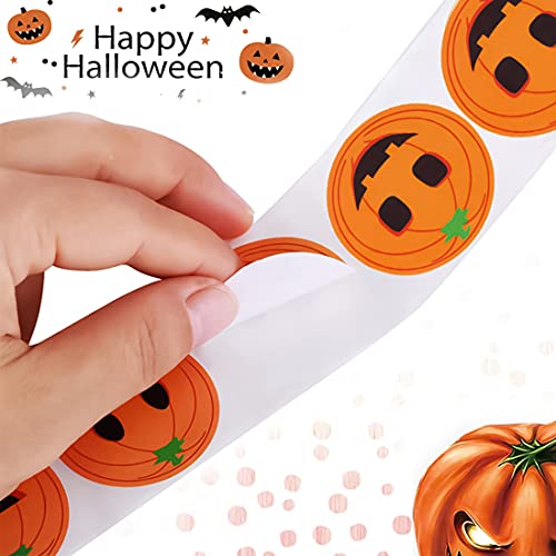 YXHZVON 1000 Piezas de Pegatinas de Calabaza de Halloween, Redondas Autoadhesivas Rollo Pegatinas Decorativas para Manualidades áLbumes de Recortes Envoltorios de Regalo Sellos Sobres