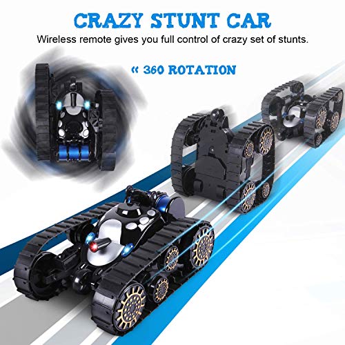 ZAKRLYB Control Remoto Tank Car 360 ° Flip Deformation ABS Engineering Plastics Vehículo Todo Terreno Bauble Flash Boy Toy Tank Regalos for niños - Negro