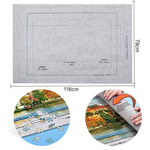 Zaloife Tapete Puzzle, Tapete para Enrollar Puzzles, Tapete para Puzzles 2000 Piezas, Puzzle Mat Gris,Estera de Rompecabezas Portátil, Puzzle Mat