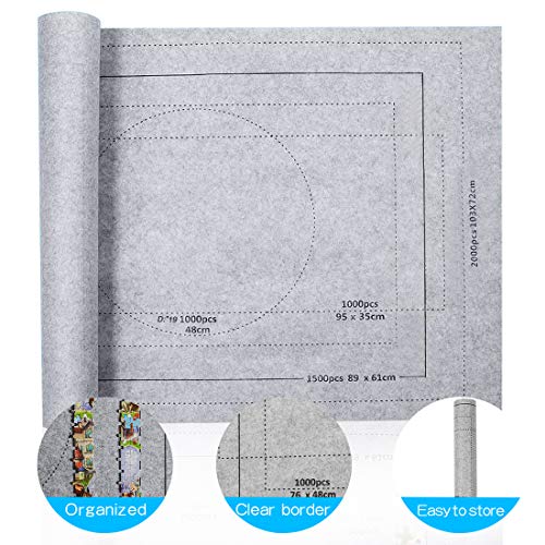 Zaloife Tapete Puzzle, Tapete para Enrollar Puzzles, Tapete para Puzzles 2000 Piezas, Puzzle Mat Gris,Estera de Rompecabezas Portátil, Puzzle Mat