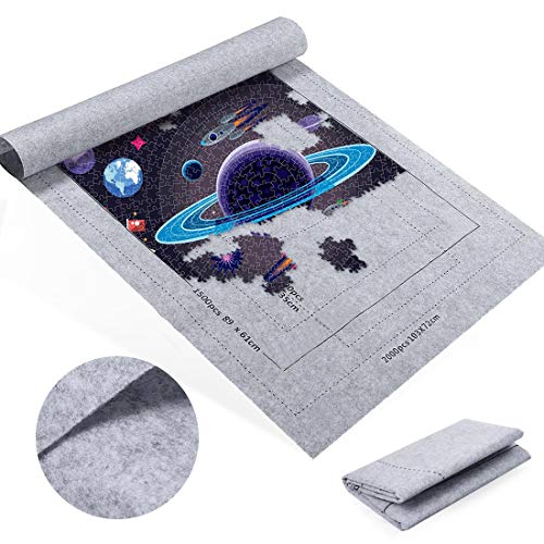 Zaloife Tapete Puzzle, Tapete para Enrollar Puzzles, Tapete para Puzzles 2000 Piezas, Puzzle Mat Gris,Estera de Rompecabezas Portátil, Puzzle Mat