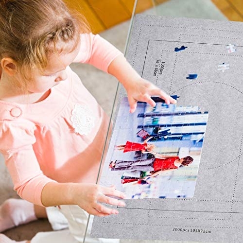 Zaloife Tapete Puzzle, Tapete para Enrollar Puzzles, Tapete para Puzzles 2000 Piezas, Puzzle Mat Gris,Estera de Rompecabezas Portátil, Puzzle Mat