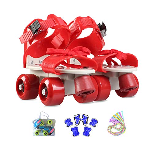 ZCRFY Patines Niña Ajustables, Patines 4 Ruedas Niño Principiante Exterior con Equipo de Proteccion,Regalos de Cumpleaños para Niños,Red-（25-36） Code