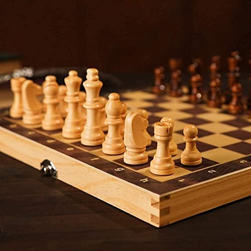 ZCYXQR Juego de ajedrez de Madera con Almacenamiento Interno, Juegos de Tablero de ajedrez portátiles, Plegables, 29X29Cm (Juego de Inteligencia)