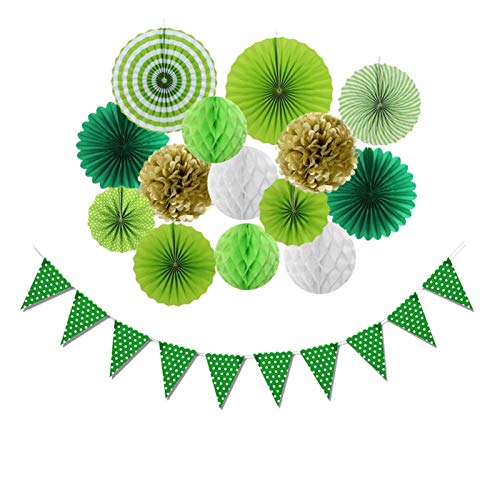 ZDHNX 15 unids Linterna de Papel Rosetón Fans de Honeycomb Ball Banders Banner Bandera Boda Fiesta de cumpleaños Decoración (Color : Style 2)