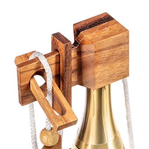 Zederello Puzle para Botellas de Madera Noble, para Vino, Vino espumoso y champaña, Juego de ingenio Envoltorio como Regalo, Rompecabezas, Enigma abrebotellas, acertijo