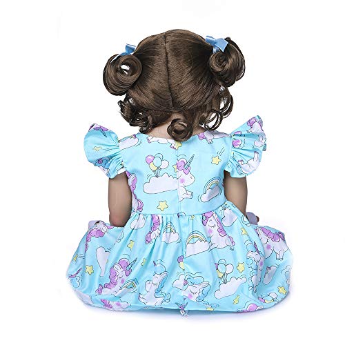 Zero Pam 55CM muñeca Reborn niña Pelo Rizado muñecas de Silicona de Cuerpo Completo Reborn Toddler muñeca Realista simulación con Juguetes de Elefante