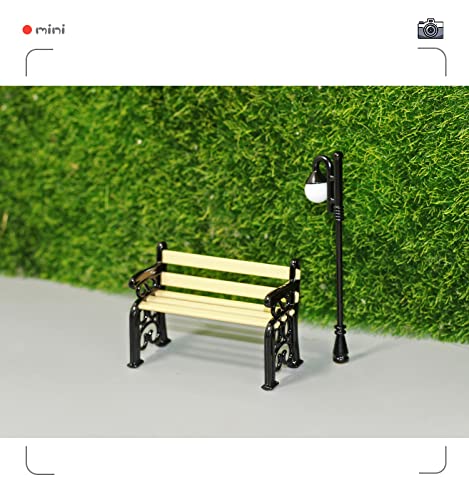 Zerodis 1:12 Dollhouse Miniature Park Bench, Mini Garden Patio Park Silla de Madera Asiento Craft Fairy Dollhouse Decoración Jardín Adornos Muñeca Accesorios de Juguete