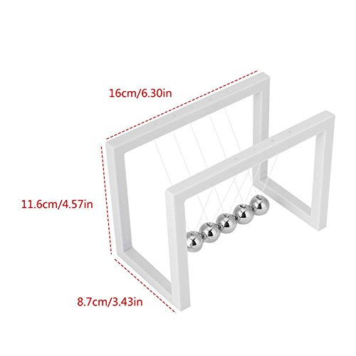 Zerodis Bolas de Equilibrio de Newton, Newton Cradle Mini Bola de Péndulo de Ciencia Física Classic Fun Escritorio de Oficina Juguete (White)