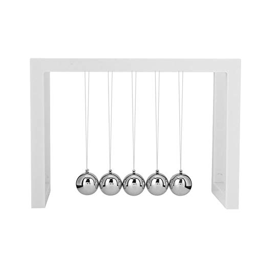 Zerodis Bolas de Equilibrio de Newton, Newton Cradle Mini Bola de Péndulo de Ciencia Física Classic Fun Escritorio de Oficina Juguete (White)