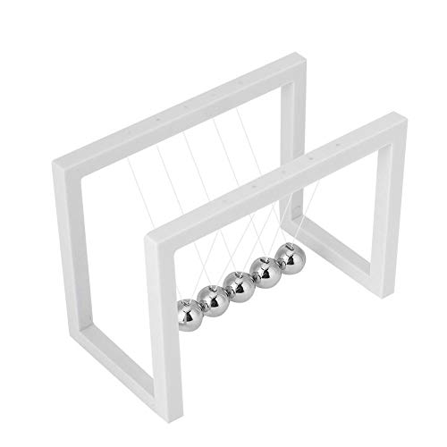 Zerodis Bolas de Equilibrio de Newton, Newton Cradle Mini Bola de Péndulo de Ciencia Física Classic Fun Escritorio de Oficina Juguete (White)