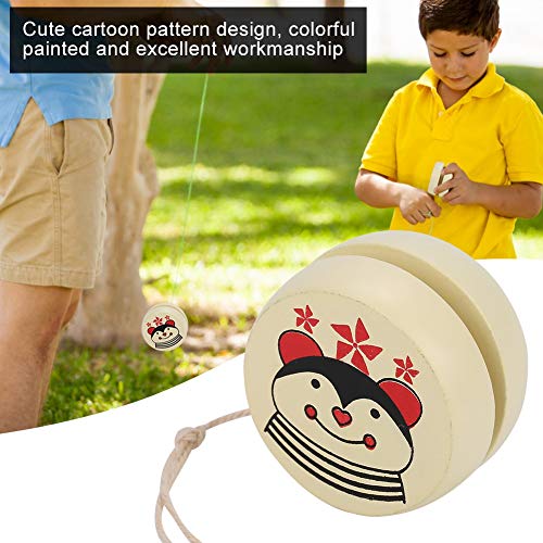 Zerodis Colorido Yo-yo bola juguete sensible magia lindo madera Yo-yo educación temprana juguete con patrón de dibujos animados para niño (abeja)