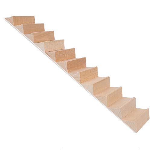 Zerodis Escalera de Madera 1:12, Escaleras de pasamanos en Miniatura de Bricolaje, Accesorios de casa de muñecas ensamblados(De Madera)