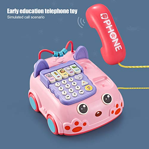 Zerodis Juguete de teléfono de simulación para niños Juguetes de Aprendizaje Educativo temprano con Efecto de música Ligera y Cuatro Modos de Juego y para niños Mayores de 18 Meses(Rosa)