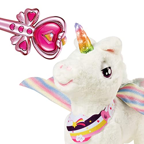 ZhanXiang Juguete Electrónico de Control Remoto de Unicornio,Juguete de Peluche para Mascotas.Luces de Colores,Caminando,Ladrido,Música,Regalos de Unicornio para niñas