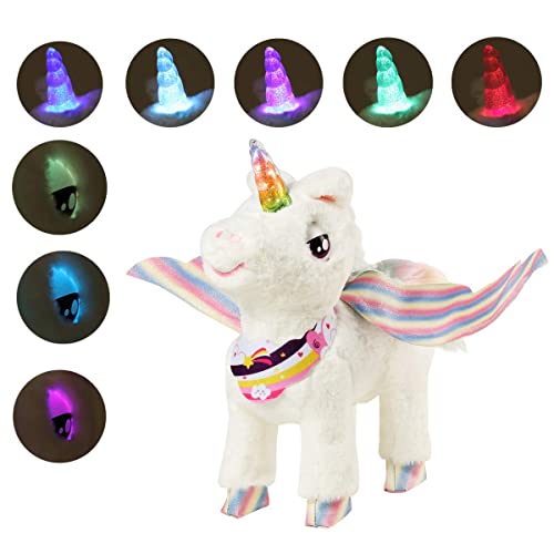 ZhanXiang Juguete Electrónico de Control Remoto de Unicornio,Juguete de Peluche para Mascotas.Luces de Colores,Caminando,Ladrido,Música,Regalos de Unicornio para niñas