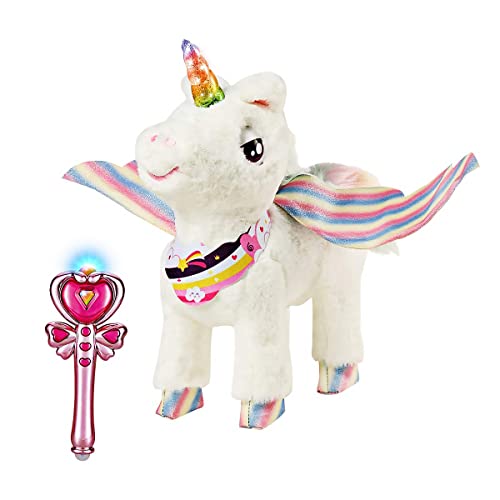 ZhanXiang Juguete Electrónico de Control Remoto de Unicornio,Juguete de Peluche para Mascotas.Luces de Colores,Caminando,Ladrido,Música,Regalos de Unicornio para niñas