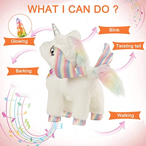 ZhanXiang Juguete Electrónico de Control Remoto de Unicornio,Juguete de Peluche para Mascotas.Luces de Colores,Caminando,Ladrido,Música,Regalos de Unicornio para niñas