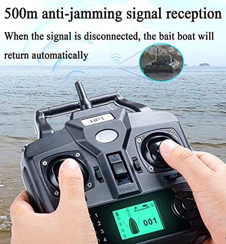 ZHDLJ RC Barco de Cebo de Pesca 500m Distancia Posicionamiento GPS Crucero Remoto Automático con Bolsa de Almacenamiento y Batería de 5200 MAh, Cebo y Anzuelo Fáciles de Transportar, Barco RC