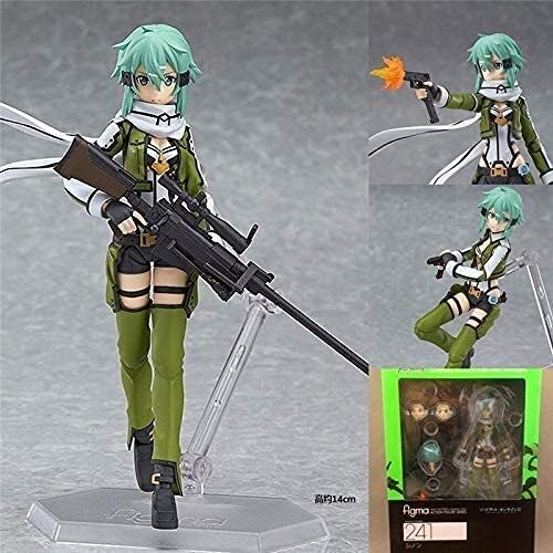 Zhongchuang Anime Sword Art Online Figura Brinquedos Figma 241 Sinon Asada Sao 2 CLORURO DE POLIVINILO Figura de acción Juguetes Colección Modelo Niños Juguetes 15 cm Muñecos Figuras de acción