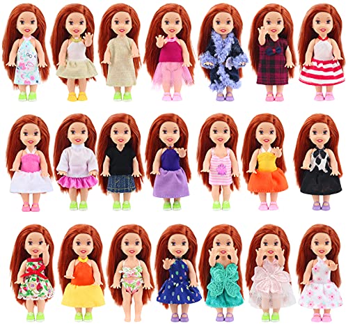 ZITA ELEMENT Ropa de Muñeca Pequeña Hecha a Mano 6 Piezas Moda Mini Vestido Encantador Vestido Traje para La Hermana Pequeña de Barbie Kelly Muñeca - Estilo Aleatorio