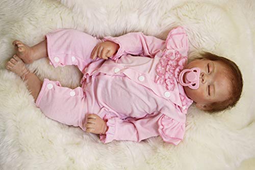 ZIYIUI 22pulgadas 55cm muñecas Reborn Bebes niñas Silicona Verdadero Baby Dolls Girls Realista Toddler Recien Nacidos Dorm Originales Ojos Cerrados Niño