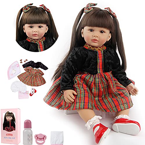 ZIYIUI 60 cm 24 Pulgadas Bebe Reborn Vinilo Suave Silicona Hecha a Mano Niña Muñeca Reborn Bebé Toddlers Regalo Juguetes Bebes Reborn Baratos