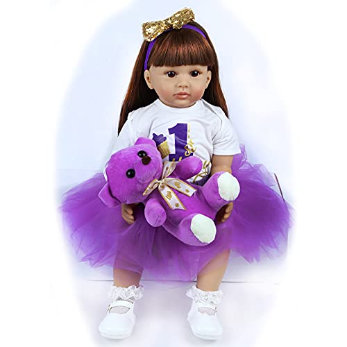 ZIYIUI Bebe Reborn 24 Pulgadas 60 cm Reales Muñecas Reborn Niña Ojos Abiertos Recién Nacido Reborn Baby Toddler Silicona Suave Vinilo Niño Juguete