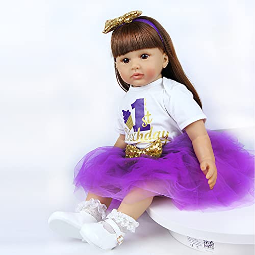 ZIYIUI Bebe Reborn 24 Pulgadas 60 cm Reales Muñecas Reborn Niña Ojos Abiertos Recién Nacido Reborn Baby Toddler Silicona Suave Vinilo Niño Juguete