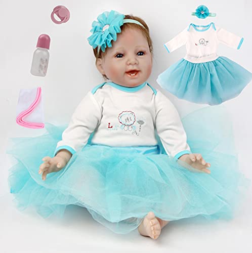 ZIYIUI Lindo Muñecas Reborn Bebé Niña 22 Pulgadas 55cm Silicona Blanda Vinilo Reborn Niña Realista Juguetes de Niño y Niña Regalos Navideños Reborn Baby