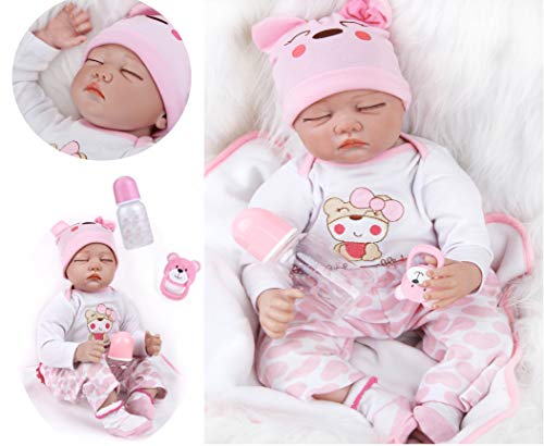 ZIYIUI Muñecas Reborn Niña 22 Pulgadas 55cm Lifelike Suave de Silicona Vinilo Realista Hecho a Mano Bebes Reborn Niña Juguetes Regalos de Cumpleanos Conveniente para la Edad 3 Más