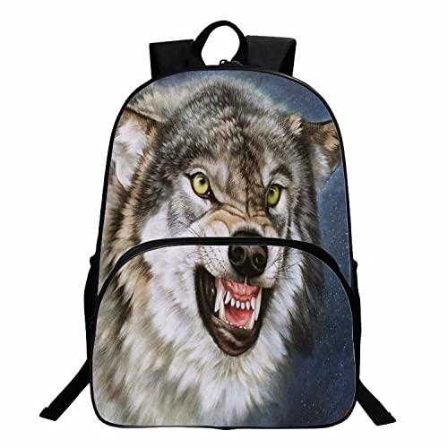 ZJYJSE Animal Lobo Impresión 3D Ocio Estudiante Mochila Escolar Hombres Y Mujeres Mochila Bolsa De Viaje Bolsa De Computadora-D_40X30X16Cm