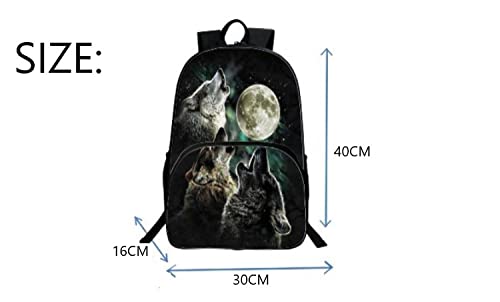 ZJYJSE Animal Lobo Impresión 3D Ocio Estudiante Mochila Escolar Hombres Y Mujeres Mochila Bolsa De Viaje Bolsa De Computadora-D_40X30X16Cm