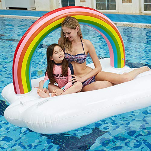 ZM&DH Piscinas hinchables Adultos Europeos Y Estadounidenses, Fila Flotante De Nubes De Arco Iris Inflables, Aumento De Engrosamiento, Montajes Inflables De Islas Flotantes 220X145CM / 86.6X57.1inches