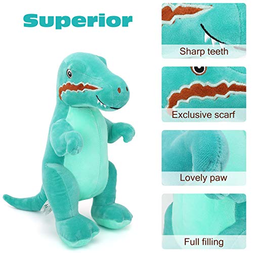 Zooawa Juguete Peluche de Tiranosaurio de Tela Suave y Algodón de PP, Juguete de Felpa Tyrannosaurus con Importancia Educativa y Experiencia de Mundo Jurásico Real para Niños, Azul