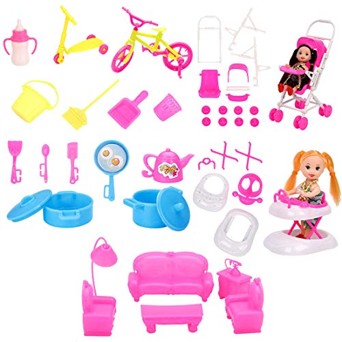 ZSWQ 108 Piezas de Accesorios para muñecas Miniatura Mopa Recogedor Cubo Cepillo de Limpieza del Hogar Herramientas Set Dollhouse Jardín Accesorios para Muñecas Regalo de Cumpleaños Niñas