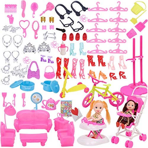 ZSWQ 108 Piezas de Accesorios para muñecas Miniatura Mopa Recogedor Cubo Cepillo de Limpieza del Hogar Herramientas Set Dollhouse Jardín Accesorios para Muñecas Regalo de Cumpleaños Niñas