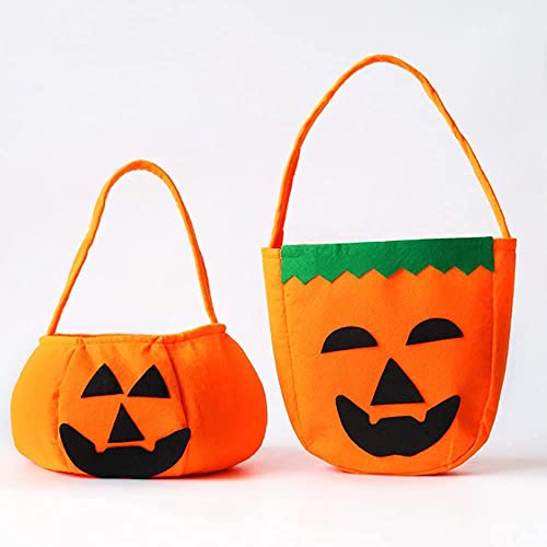 Zuou Bolsa para caramelos, calabaza, dulce o ácido, de fieltro, para niños, para guardar dulces, para fiestas de Halloween (2 unidades)